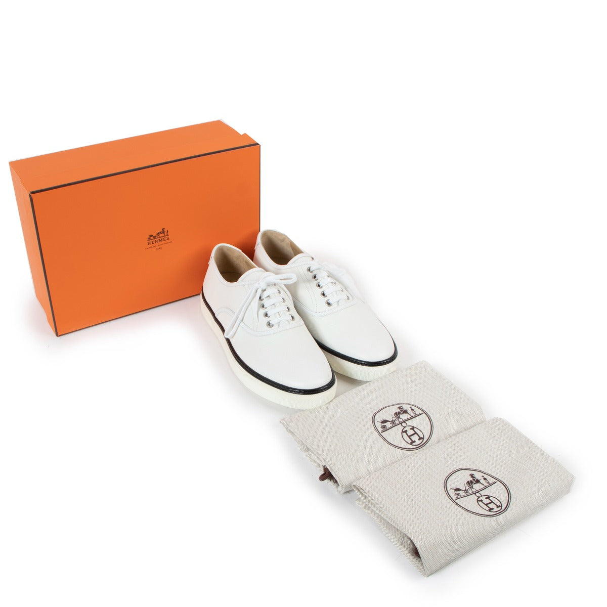 Hermès White Leather Sneakers