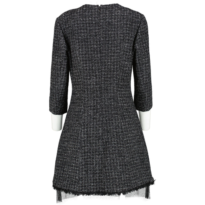 Christian Dior Zwarte Tweed Jurk - Maat 38