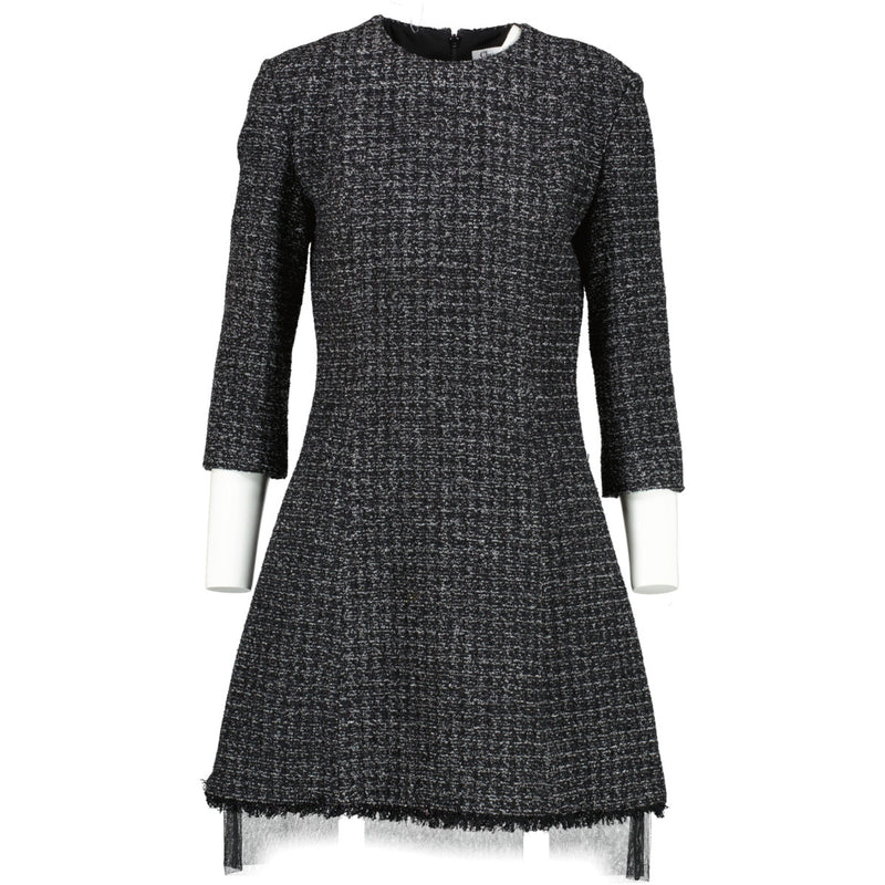 Christian Dior Zwarte Tweed Jurk - Maat 38