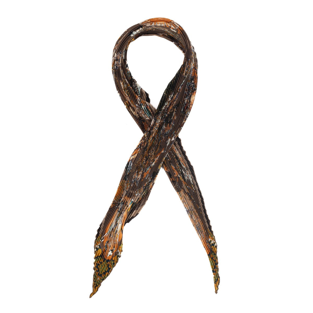 Hermès 'Les Danses des Indiens' Brown Plissé Scarf for the best price at Labellov secondhand luxury in Antwerp. We buy and sell your preloved and new designer items.