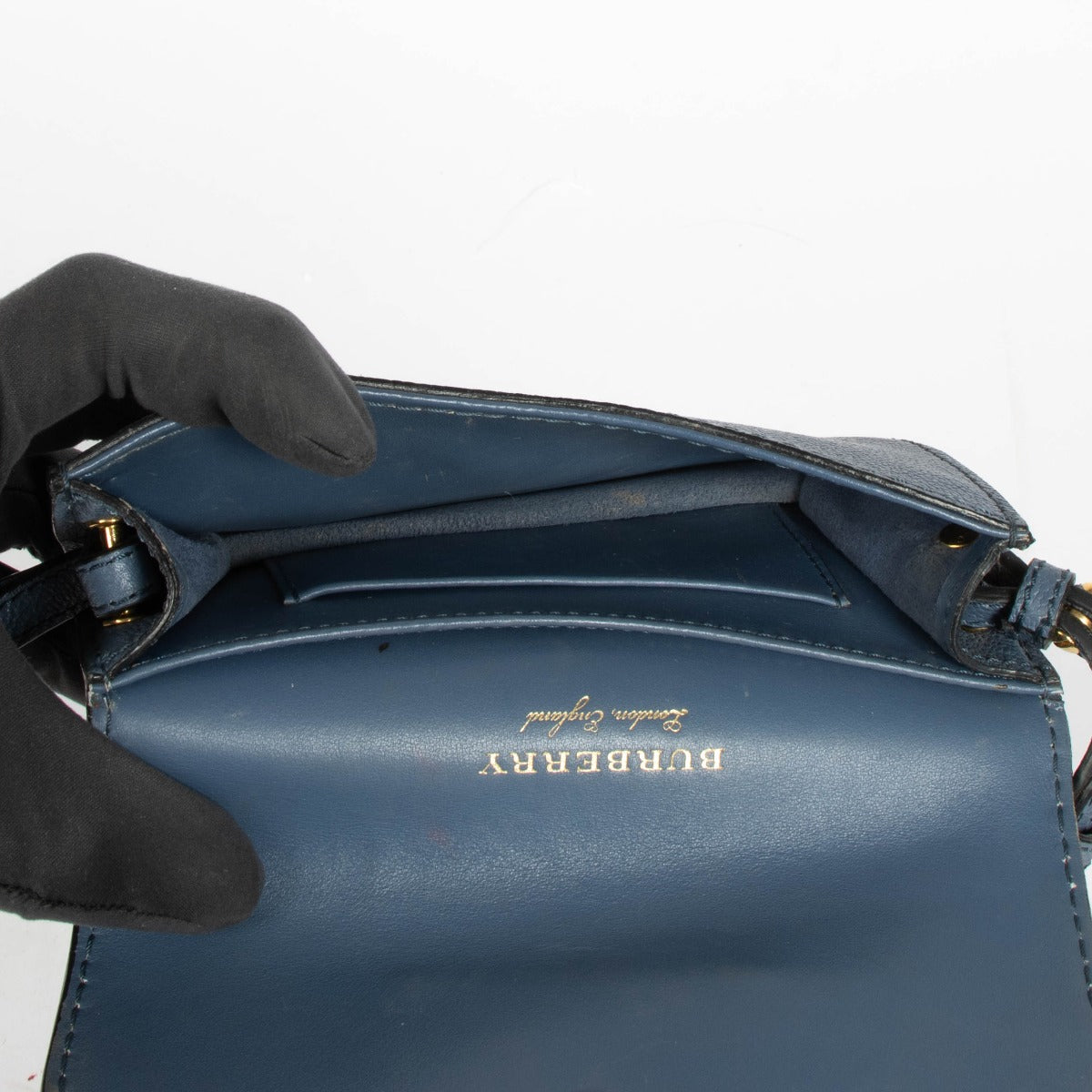 Authentic pre-loved Burberry Blue The Buckle Mini Crossbody Bag on Labellov.com