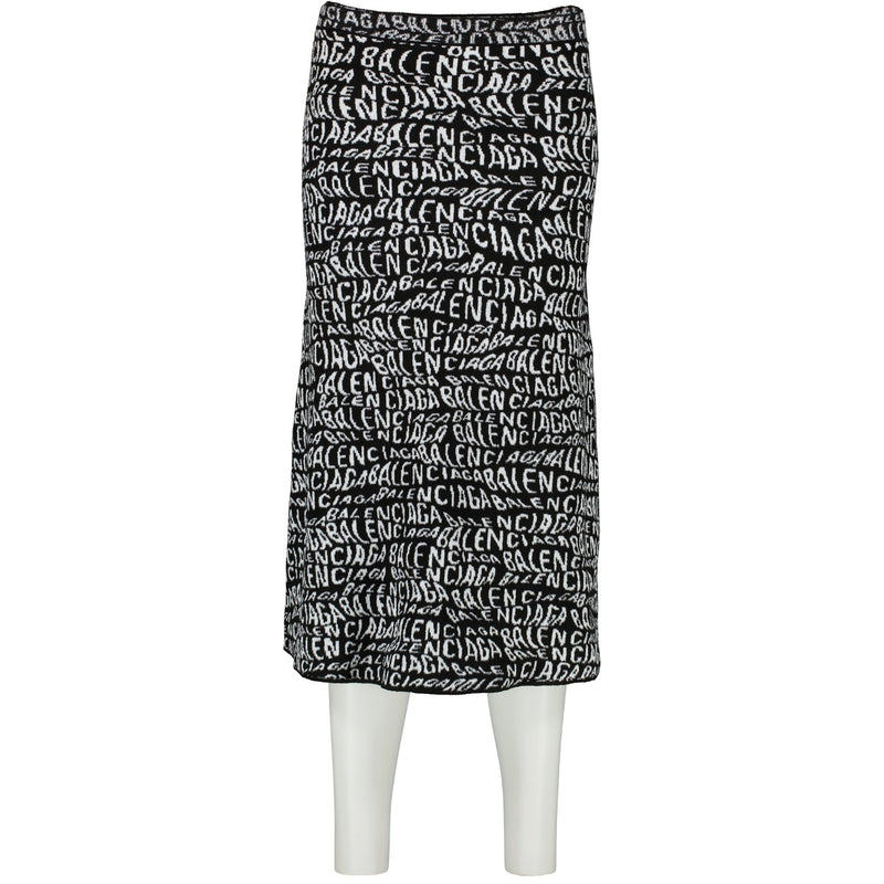 Balenciaga Fall 2019 Velvet Wave Curved Knit A-line Skirt