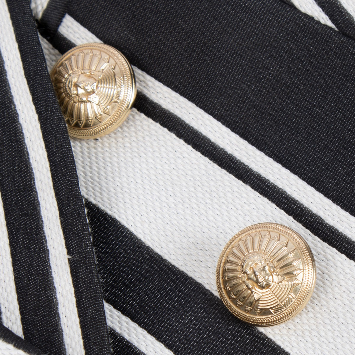Authentic second hand Balmain Black And White Striped Blazer - Size 42 on Labellov.com