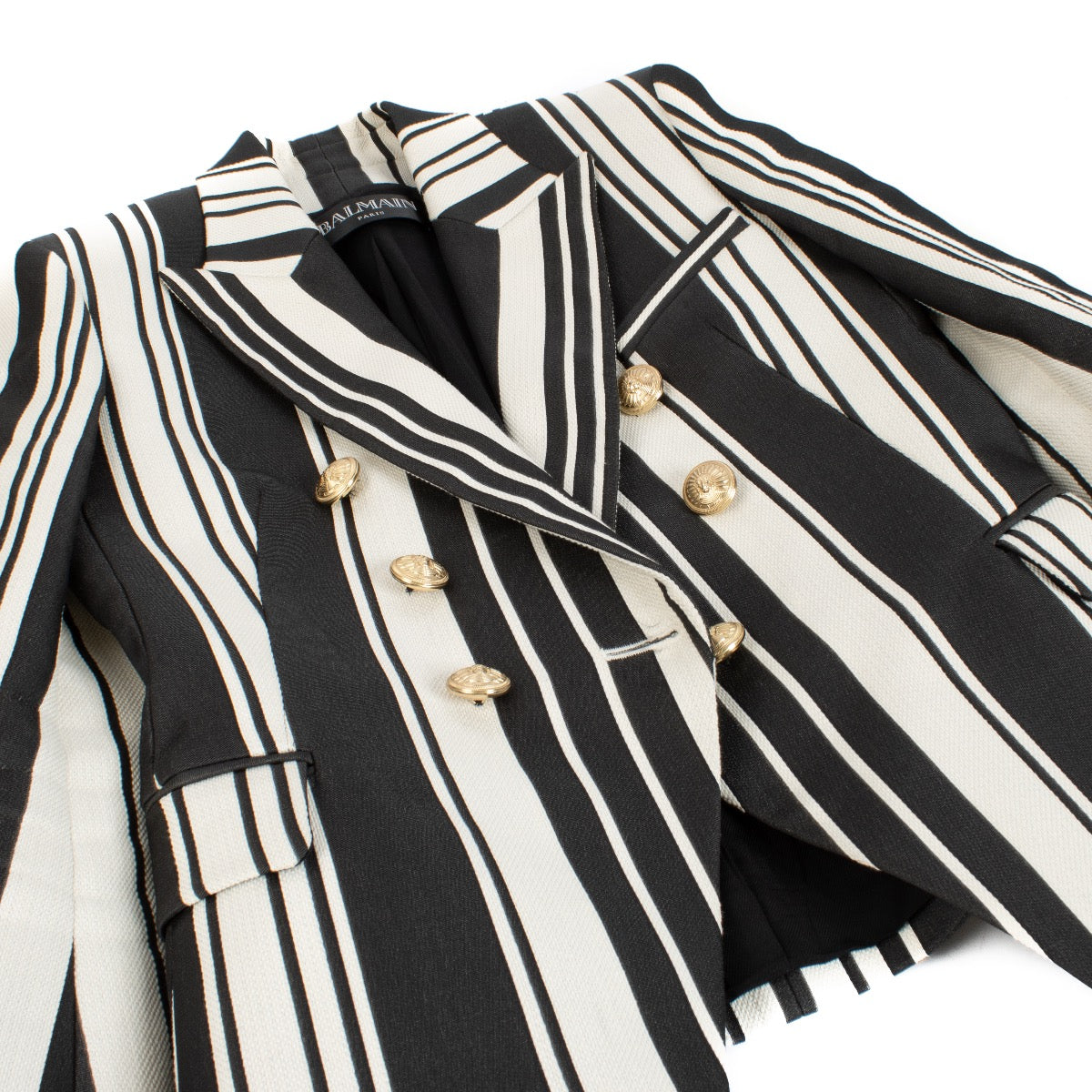 Authentic second hand Balmain Black And White Striped Blazer - Size 42 on Labellov.com