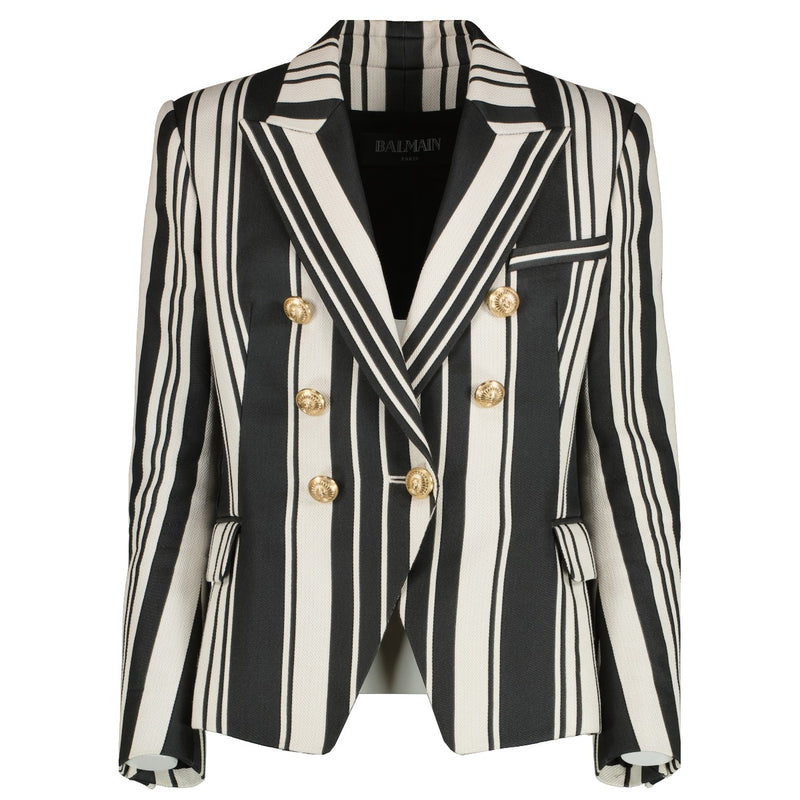 Balmain zwart-wit gestreept jasje met 6 knopen - Maat 42