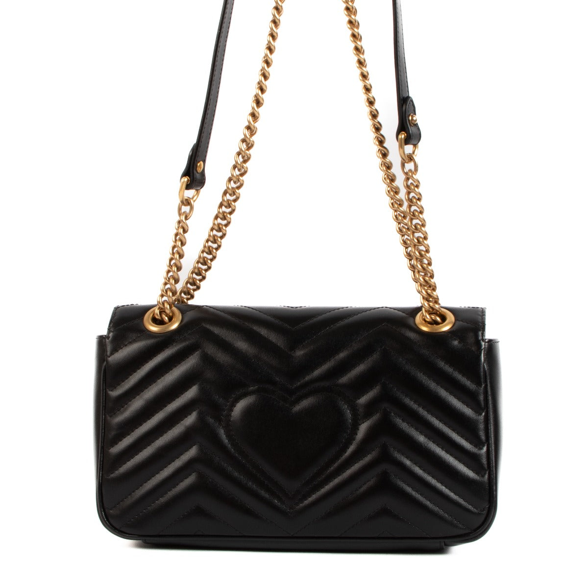Gucci Black Matelassé Small GG Marmont Shoulder Bag