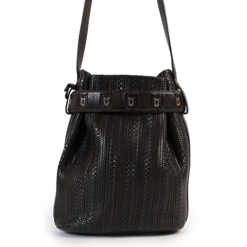 Delvaux Brown Toile De Cuir Calicot Bucket Bag