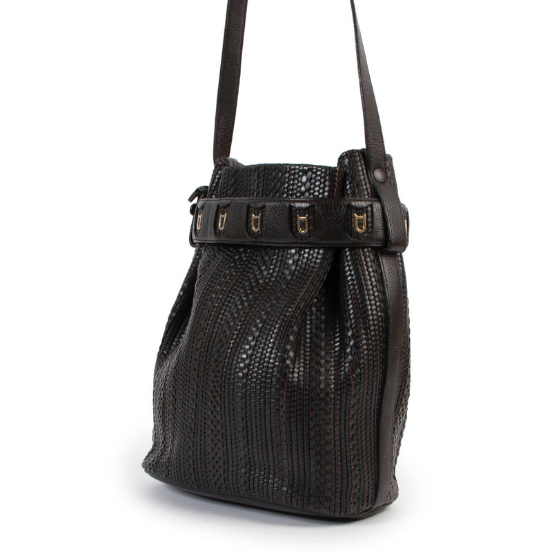 acheter enligne Delvaux Brown Toile De Cuir Calicot Bucket Bag