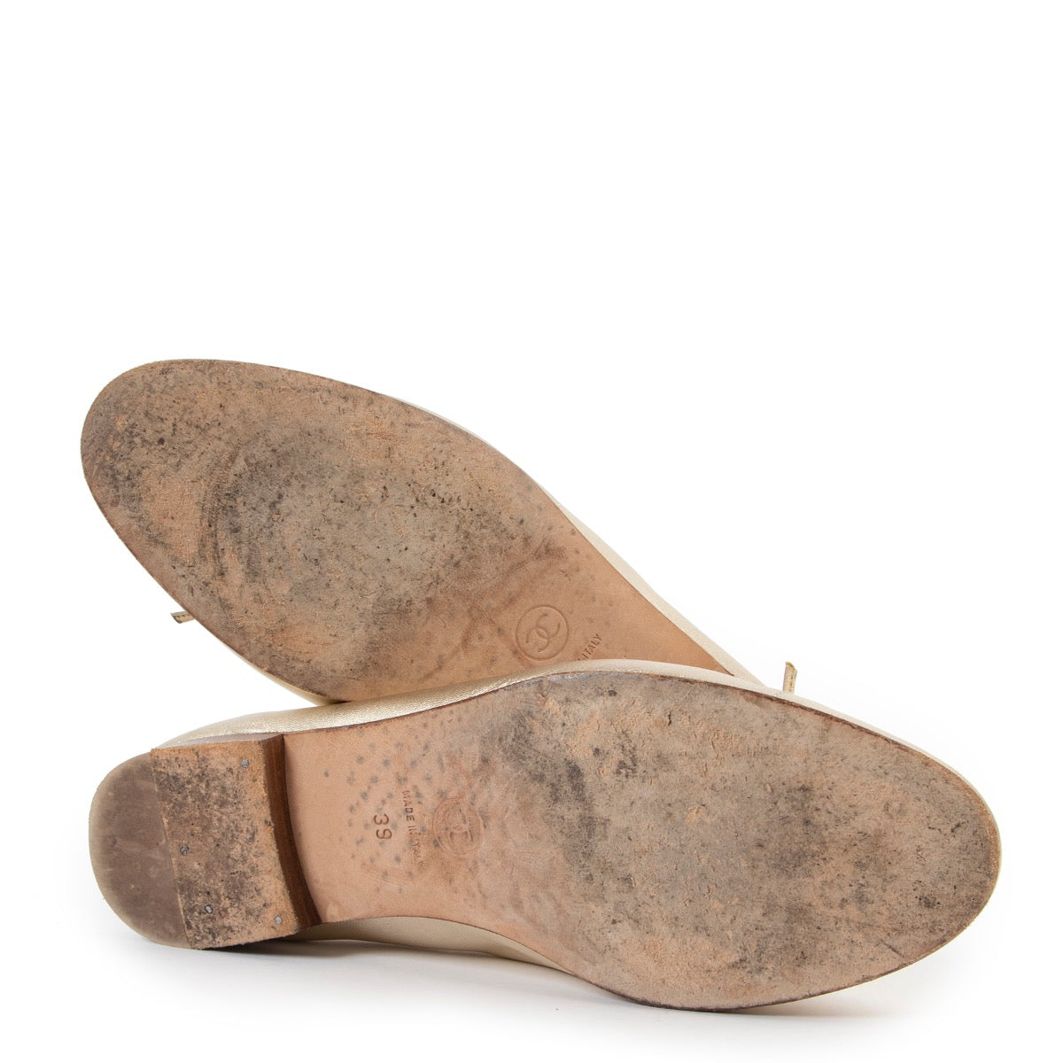 shop safe online your Chanel Gold Ballerina Flats - Size 39