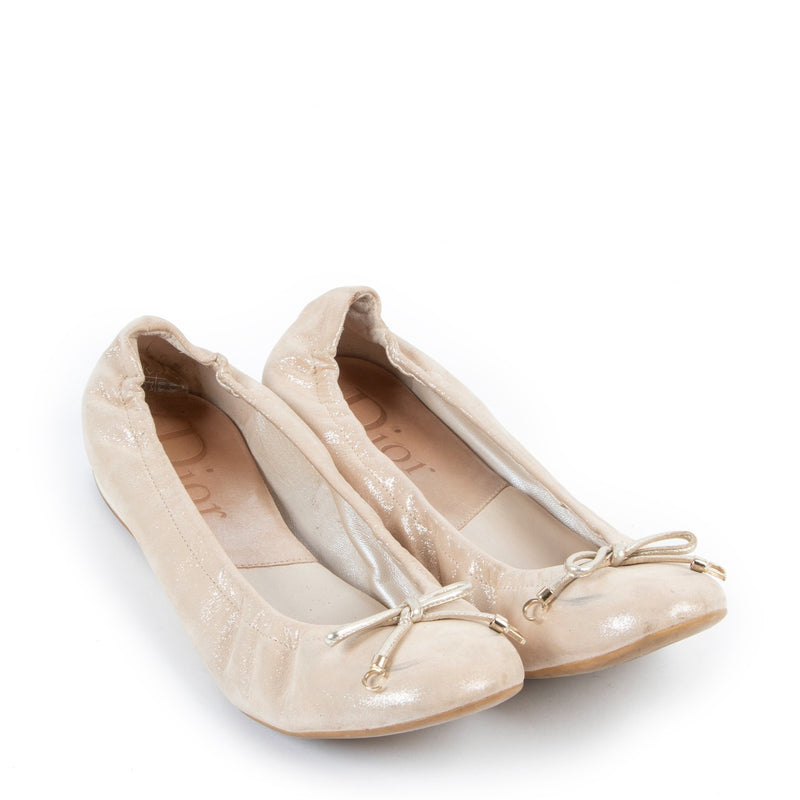 Buy an authentic pair of second hand Christian Dior Pink Glitter Flats - Size 39,5 at Labellov