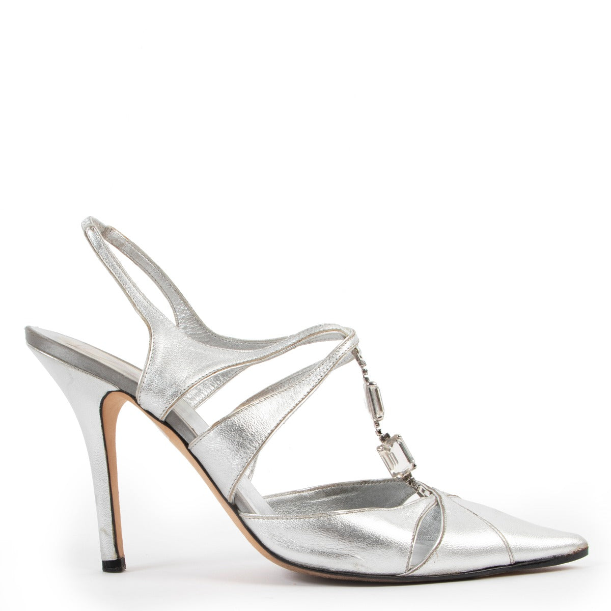 Buy an authentic pair of second hand Christian Dior Silver Leather Pumps Size 39 at Labellov