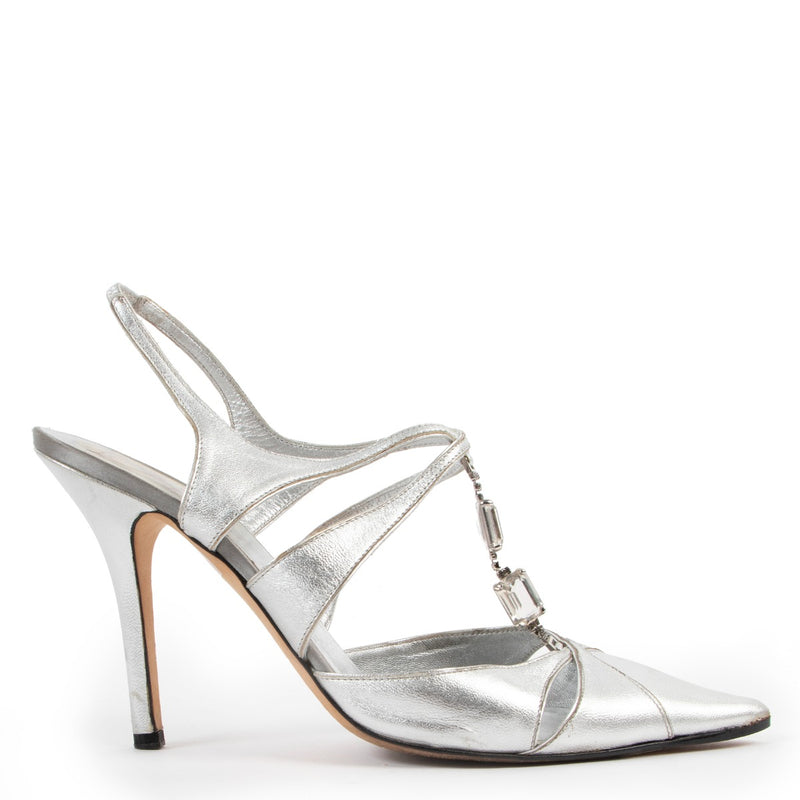Buy an authentic pair of second hand Christian Dior Silver Leather Pumps Size 39 at Labellov