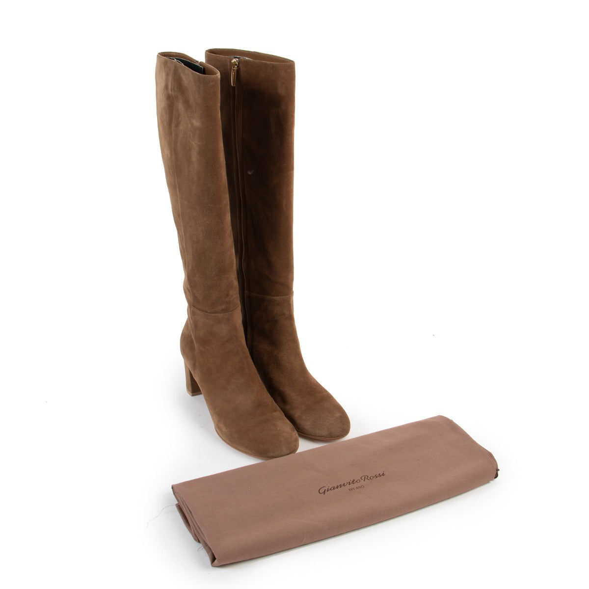 Shop authentic second hand luxury high-end designer Gianvito Rossi Brown Suede Knee-high Boots at Labellov