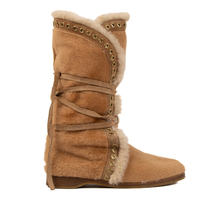 Jimmy Choo Beige Pony Hair/Fur Boots - size 39