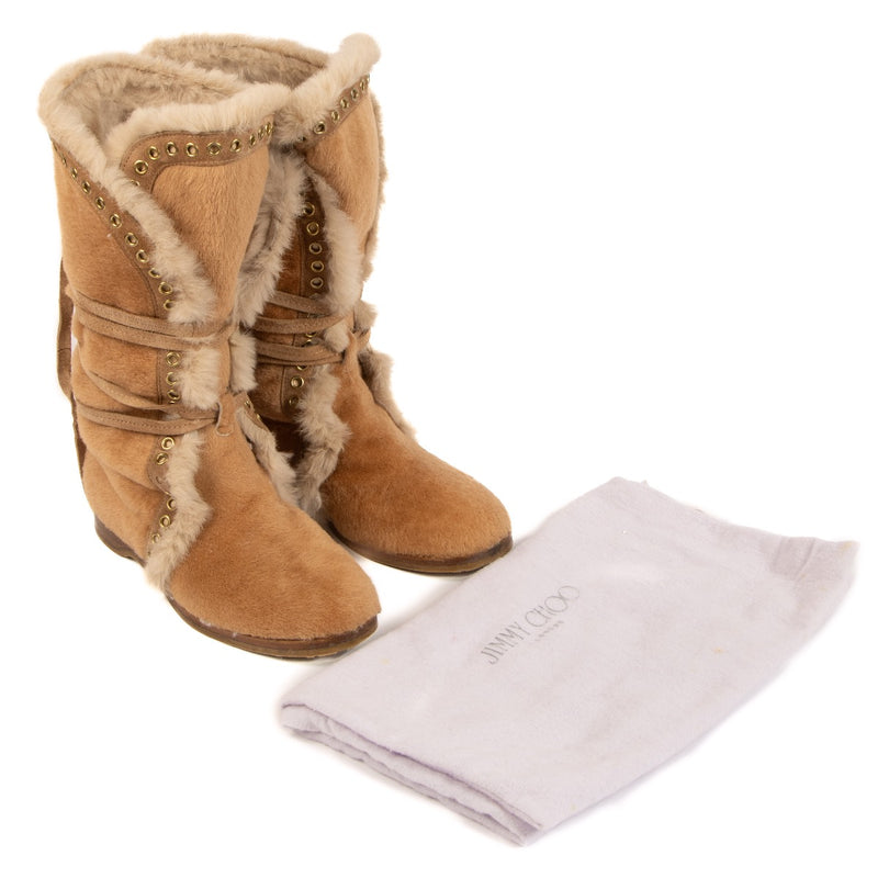 Shop safe online at Labellov these 100% authentic second hand Jimmy Choo Beige Pony Hair/Fur Boots - size 39