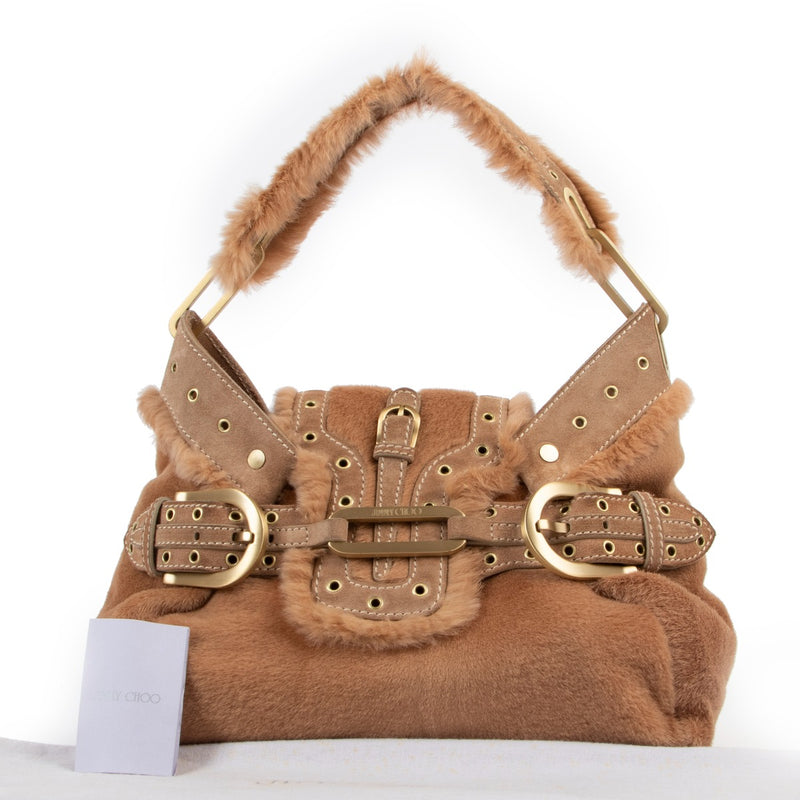 Jimmy Choo Pony Hair Fur Trimmed Shoulder Bag