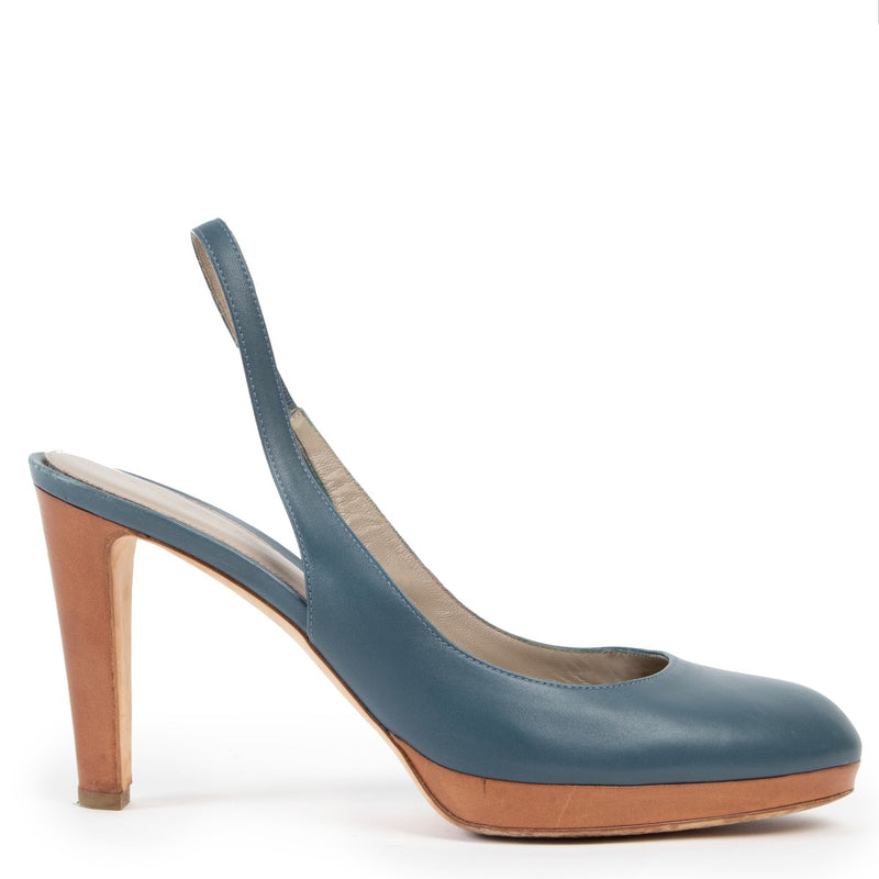 Shop authentic second hand luxury high-end designer Sergio Rossi Blue-grey Slingback Pumps at Labellov.