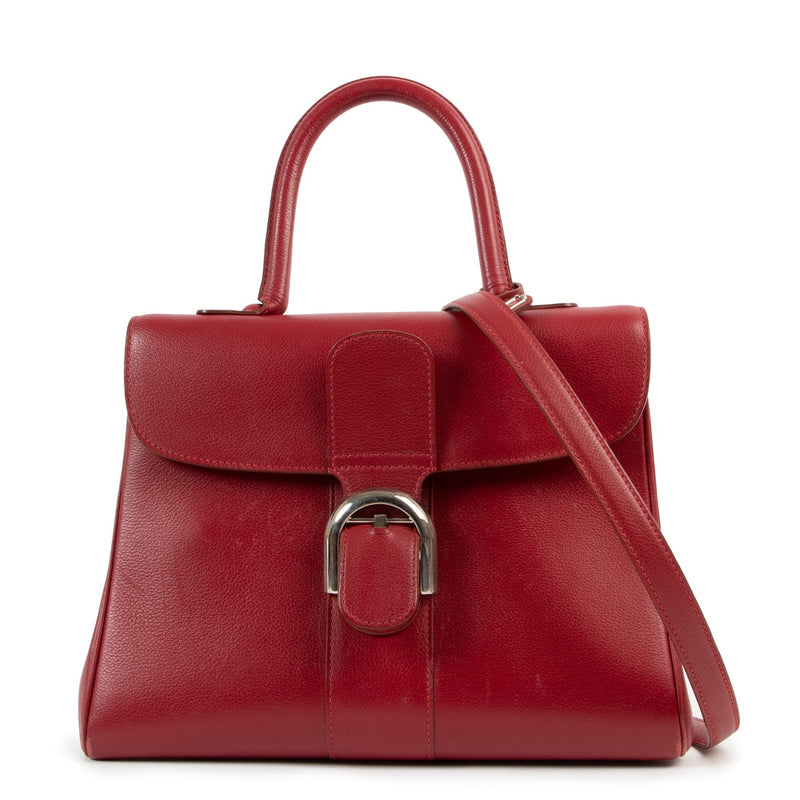 Shop authentic vintage second hand designer Delvaux Red Brillant MM Jumping Shoulder Bag at Labellov