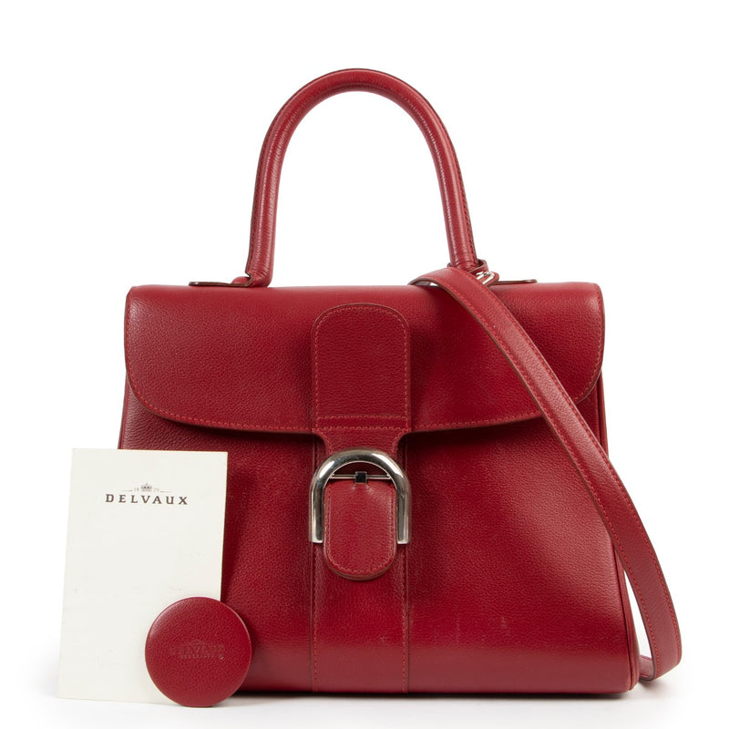 Shop authentic vintage second hand designer Delvaux Red Brillant MM Jumping Shoulder Bag at Labellov