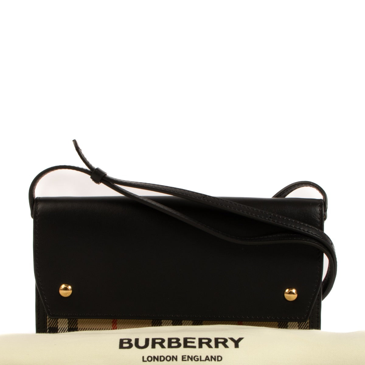 Portefeuille Burberry en cuir avec motif à carreaux et sangle