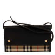 Burberry Check/Leather Wallet On Strap