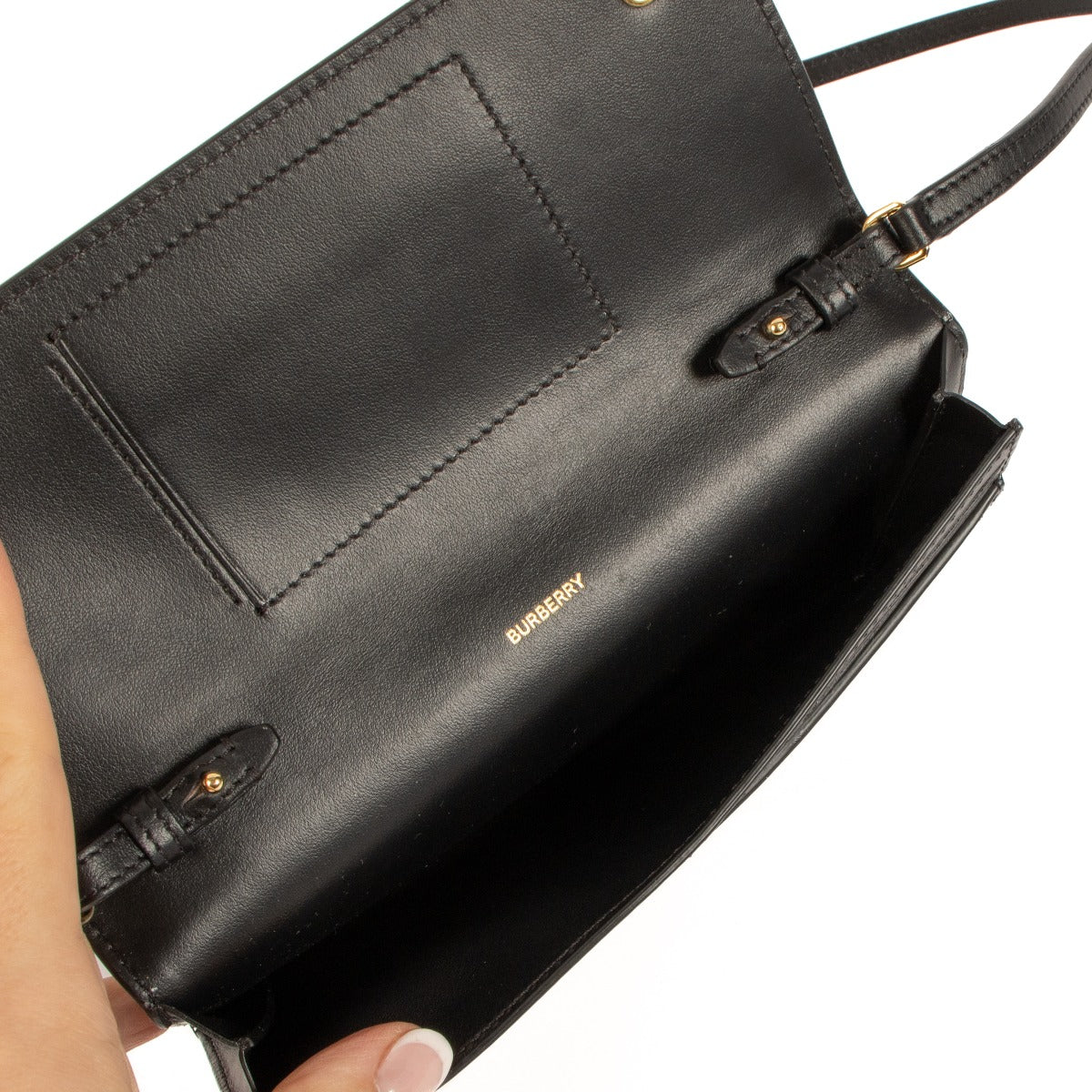 Portefeuille Burberry en cuir avec motif à carreaux et sangle