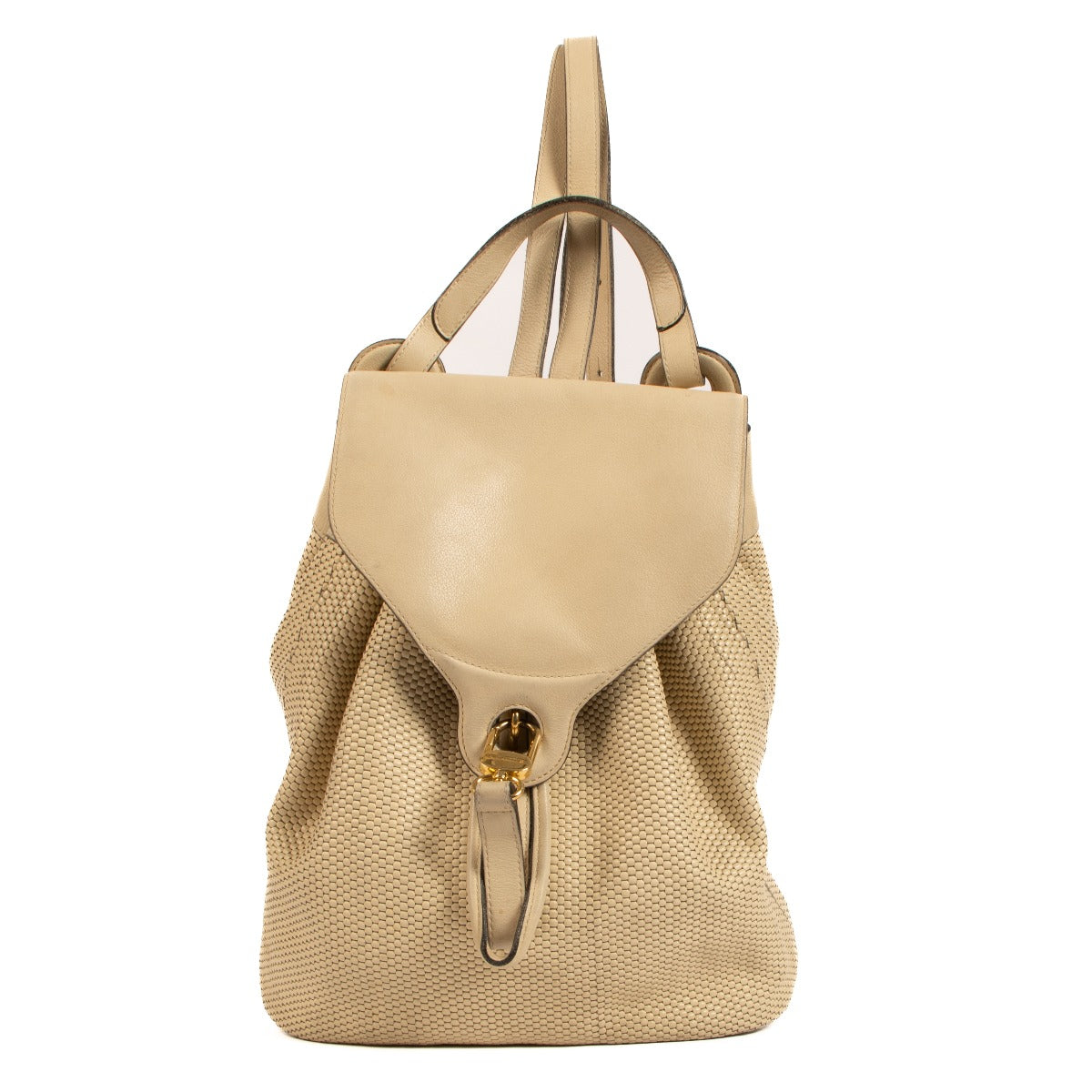 Delvaux Ivory Toile de Cuir Rosé GM Backpack