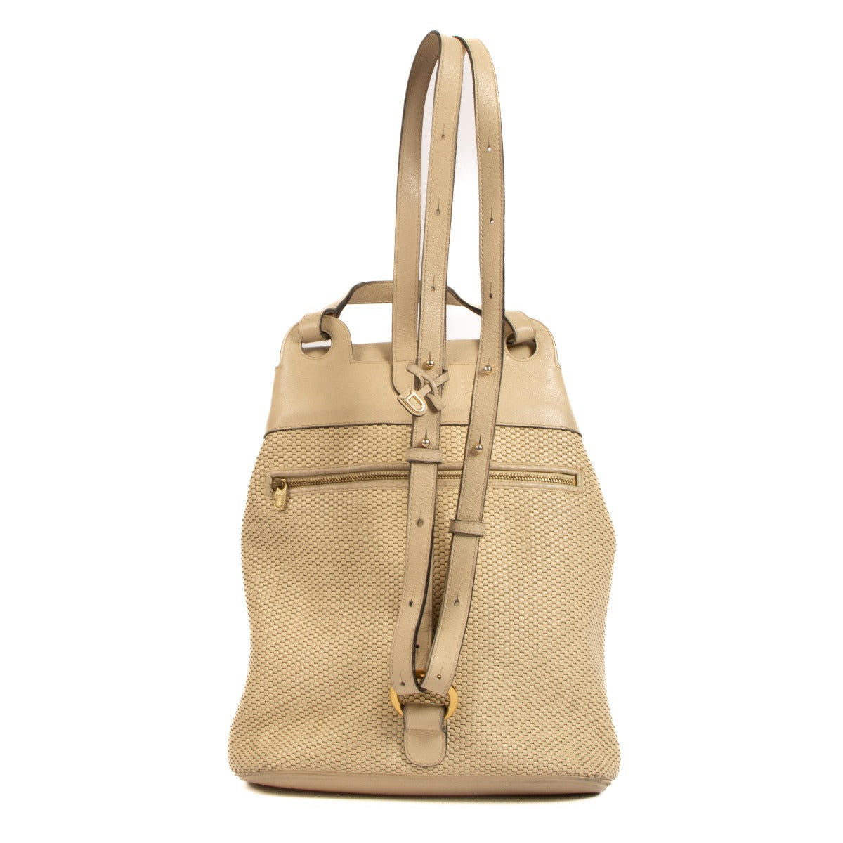 Sac à dos Delvaux GM en toile de cuir Rosé couleur ivoire
