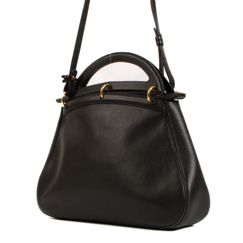 Delvaux Marine Blue Trotteur Mango GM Tas