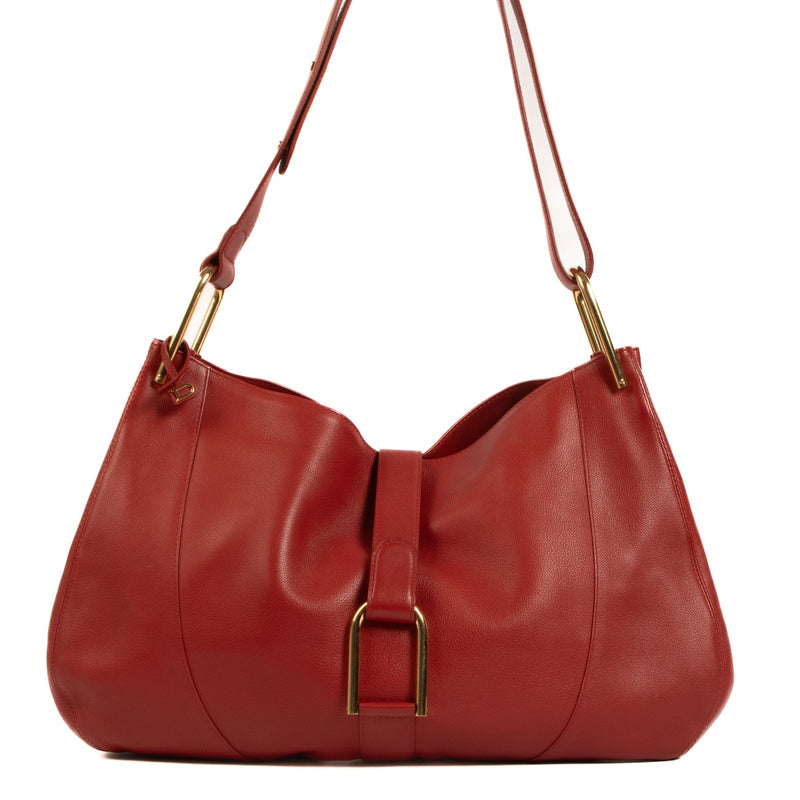 Delvaux Red Leather Chablis Shoulder Bag