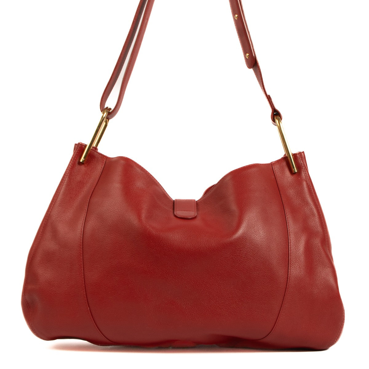 Sac porté épaule Delvaux Chablis en cuir rouge