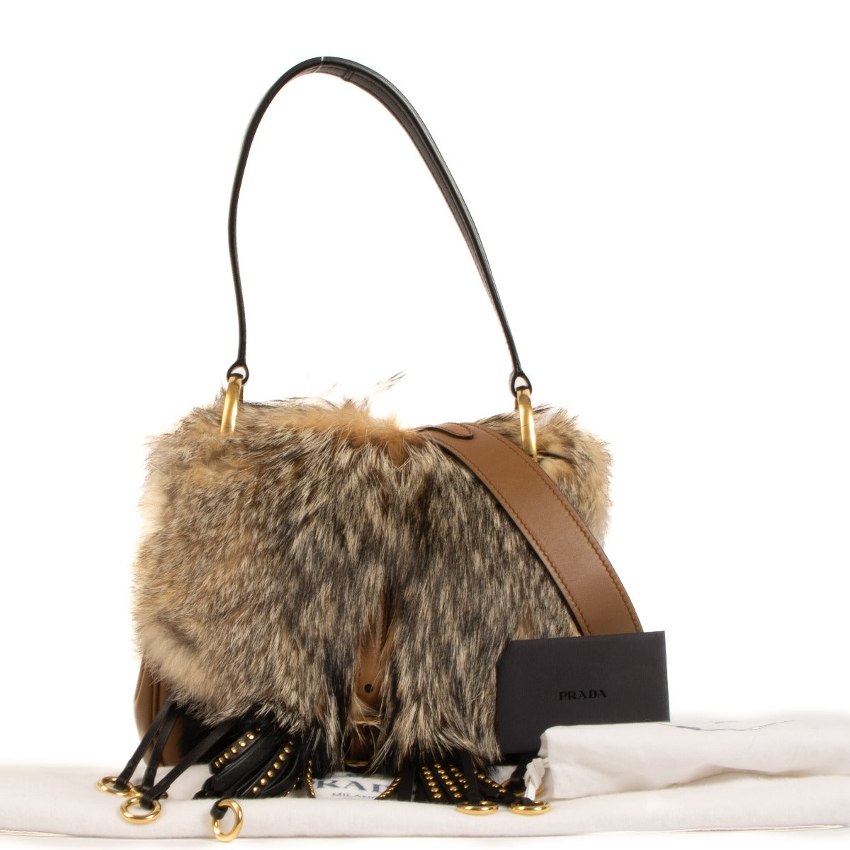 Prada Naturale Fox Fur/City Calf Corsaire Bag