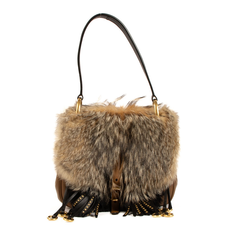 Prada Naturale Fox Fur/City Calf Corsaire Bag