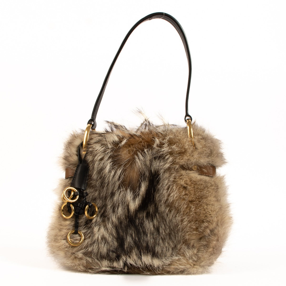 Sac Corsaire Prada en Fourrure de Renard Naturelle/Veau City