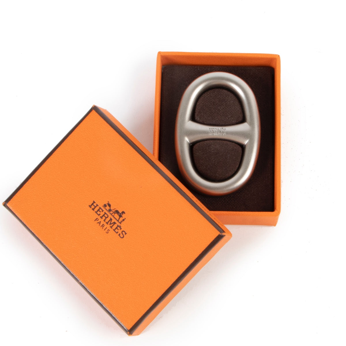 Hermès Matt Silver Chaine D'Ancre Scarf Ring