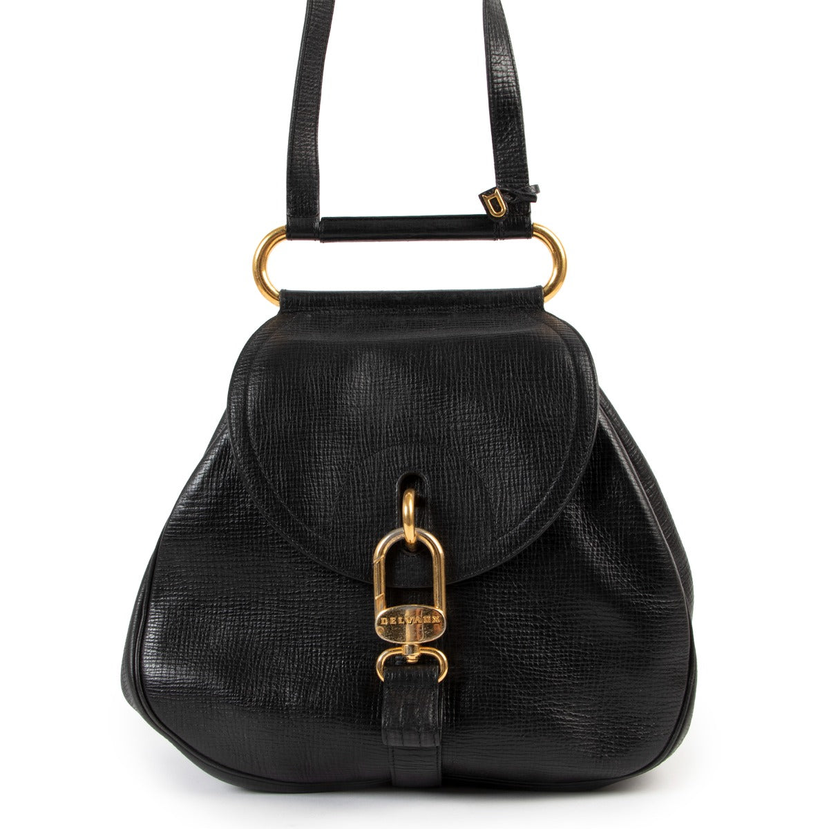 Shop safe online Delvaux Cerceau shoulder bag in very good condition, Delvaux black cerceau shoulder bag in very good condition, Preloved Delvaux black shoulder bag in very good condition.