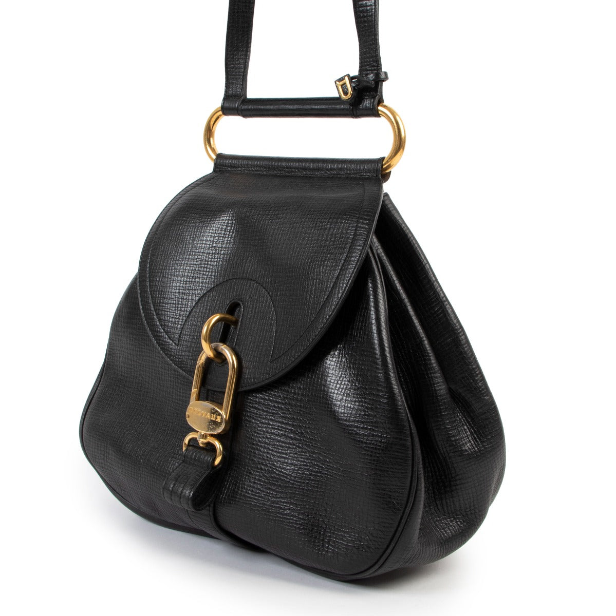 Shop safe online Delvaux Cerceau shoulder bag in very good condition, Delvaux black cerceau shoulder bag in very good condition, Preloved Delvaux black shoulder bag in very good condition.