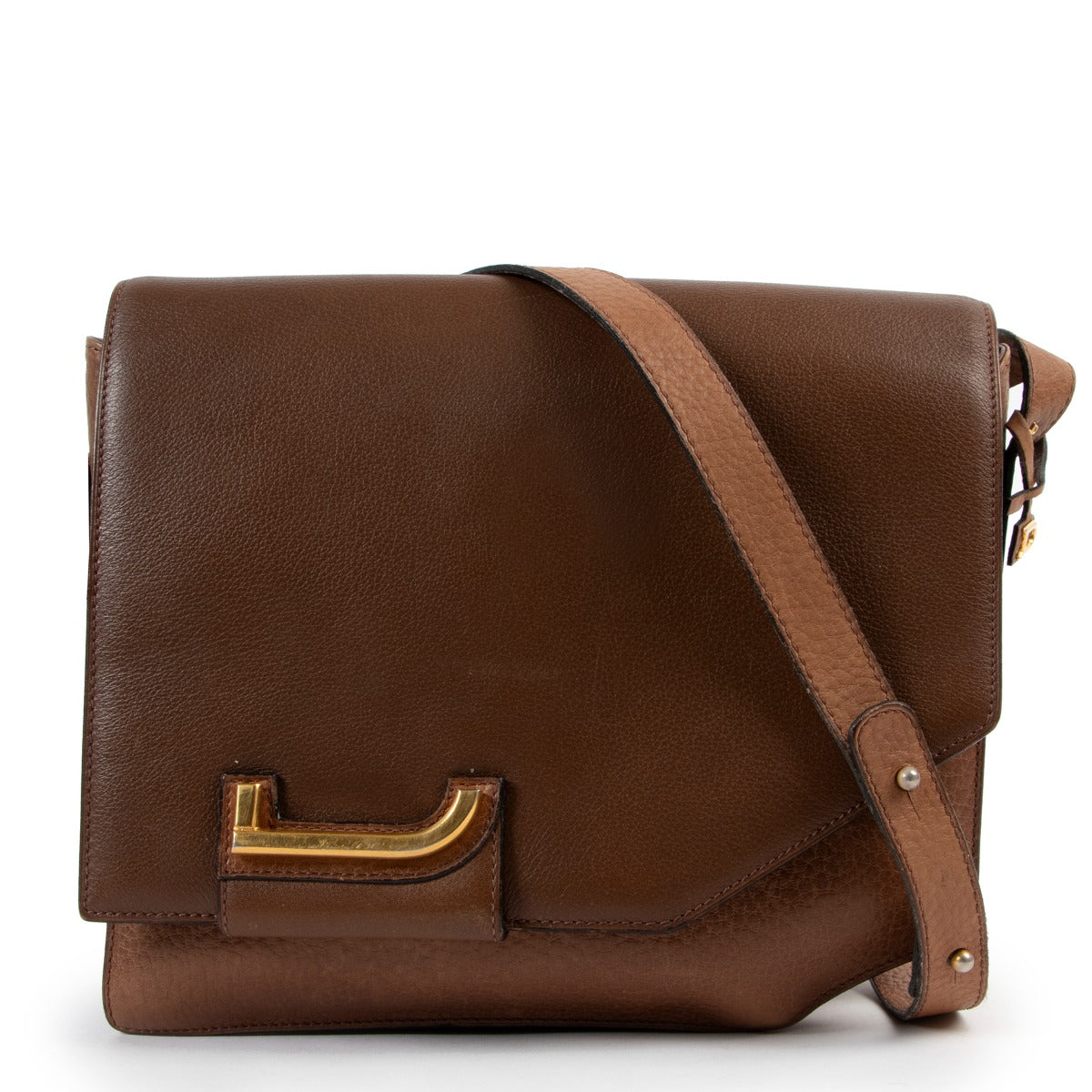 Shop safe online brown Delvaux crossbody bag, Shop online 100% authentic Delvaux crossbody bag in good condition, Preloved Delvaux crossbody bag in good condition.