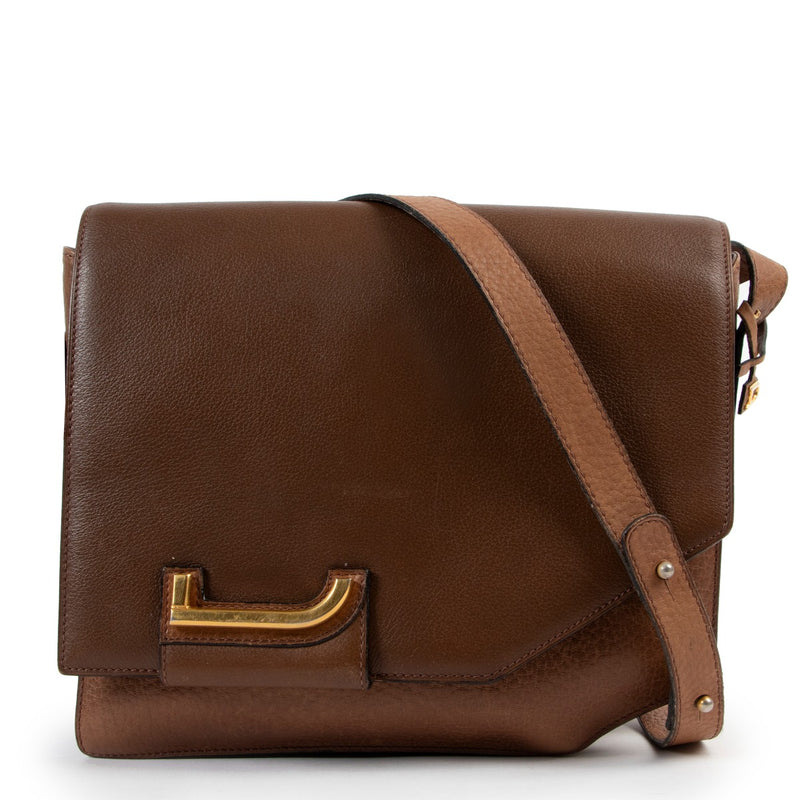 Shop safe online brown Delvaux crossbody bag, Shop online 100% authentic Delvaux crossbody bag in good condition, Preloved Delvaux crossbody bag in good condition.