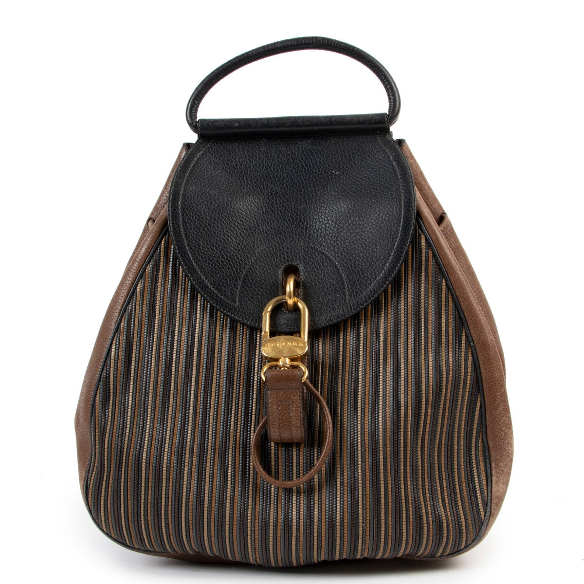 Shop safe online Delvaux Lucifer Toile De Cuir backpack in good condition, Shop online 100% authentic Delvaux bag in good condition, Preloved Delvaux backpack in good condition.