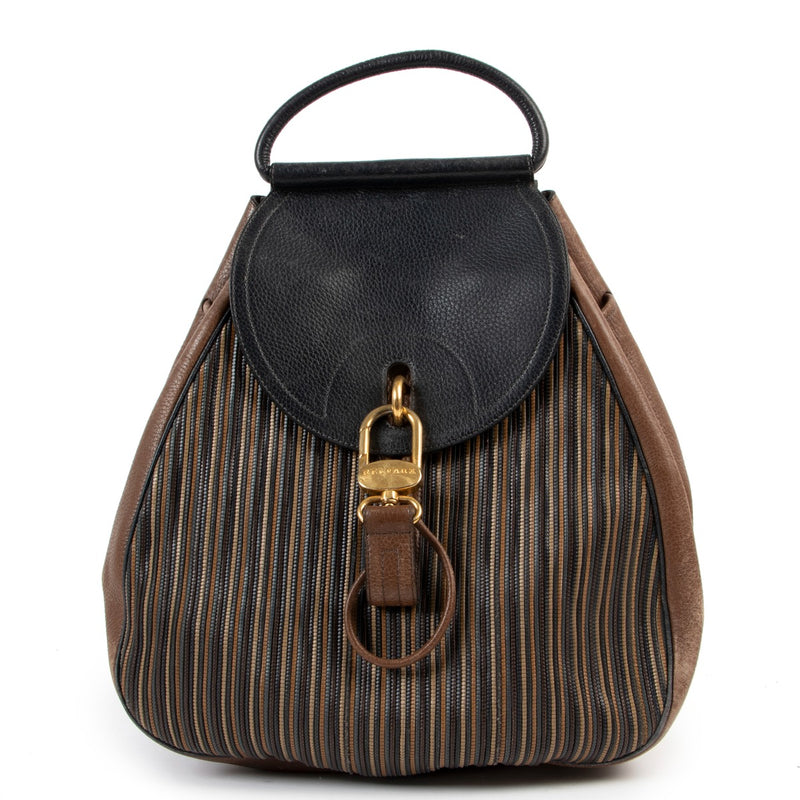 Shop safe online Delvaux Lucifer Toile De Cuir backpack in good condition, Shop online 100% authentic Delvaux bag in good condition, Preloved Delvaux backpack in good condition.