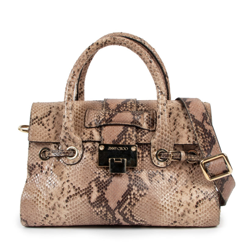 Buy online authentic second hand Jimmy Choo Rosalie Python-Embossed Top Handle Bag in good condition at Labellov in Antwerp