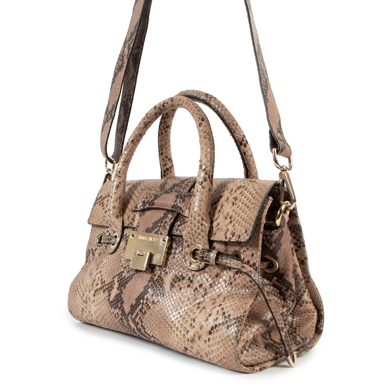 Buy online authentic second hand Jimmy Choo Rosalie Python-Embossed Top Handle Bag in good condition at Labellov in Antwerp