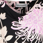 Leonard Black Chrysanth Print Belted Dress