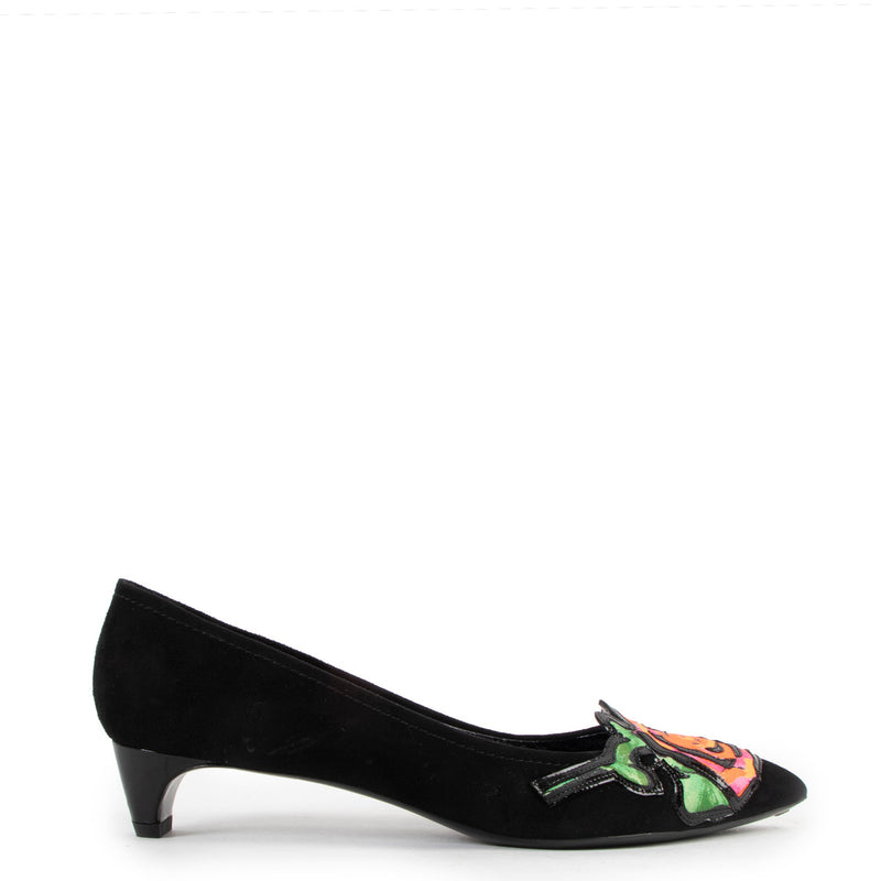 Louis Vuitton Black Suede Stephen Sprouse Rose Kitten Heels - size 39