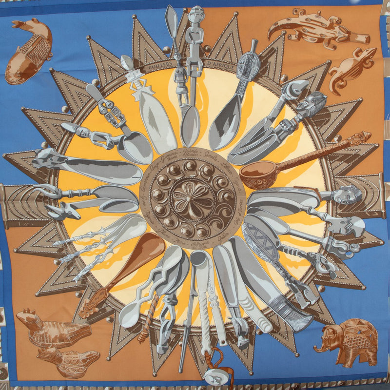 Buy a 100% authentic second hand Hermès Carré Cuillers D'Afrique Silk Scarf at Labellov
