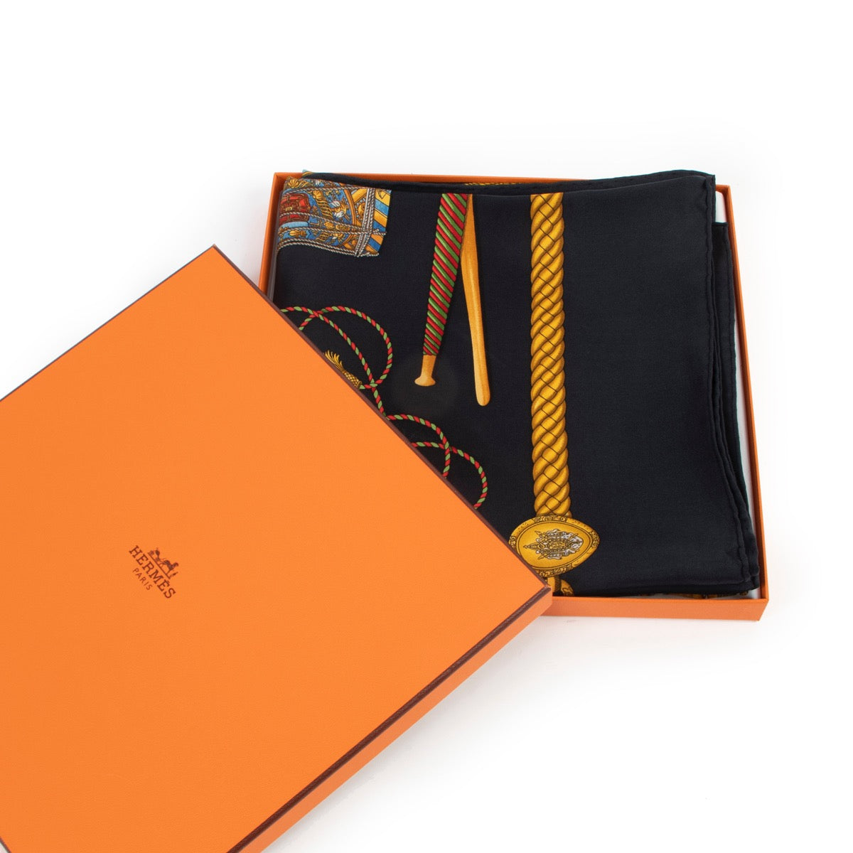 Buy a 100% authentic second hand Carré Hermès Les Tambours Silk Scarf at Labellov