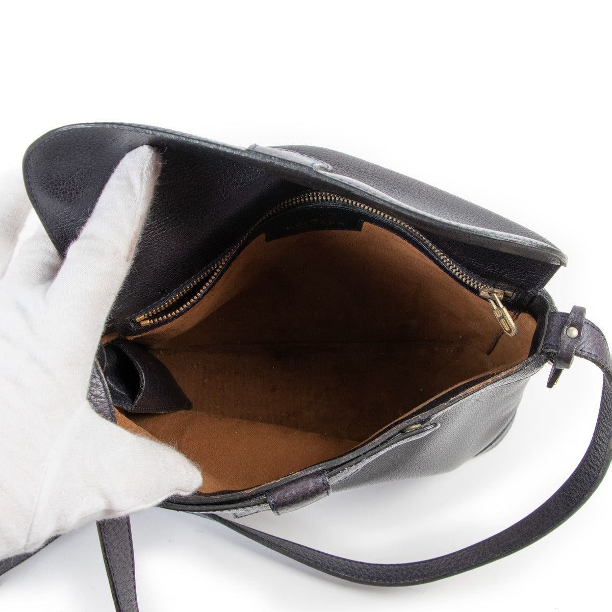 Shop safe online Delvaux blue leather crossbody bag, Shop online 100% authentic Delvaux crossbody bag, Preloved Delvaux crossbody bag in very good condition.