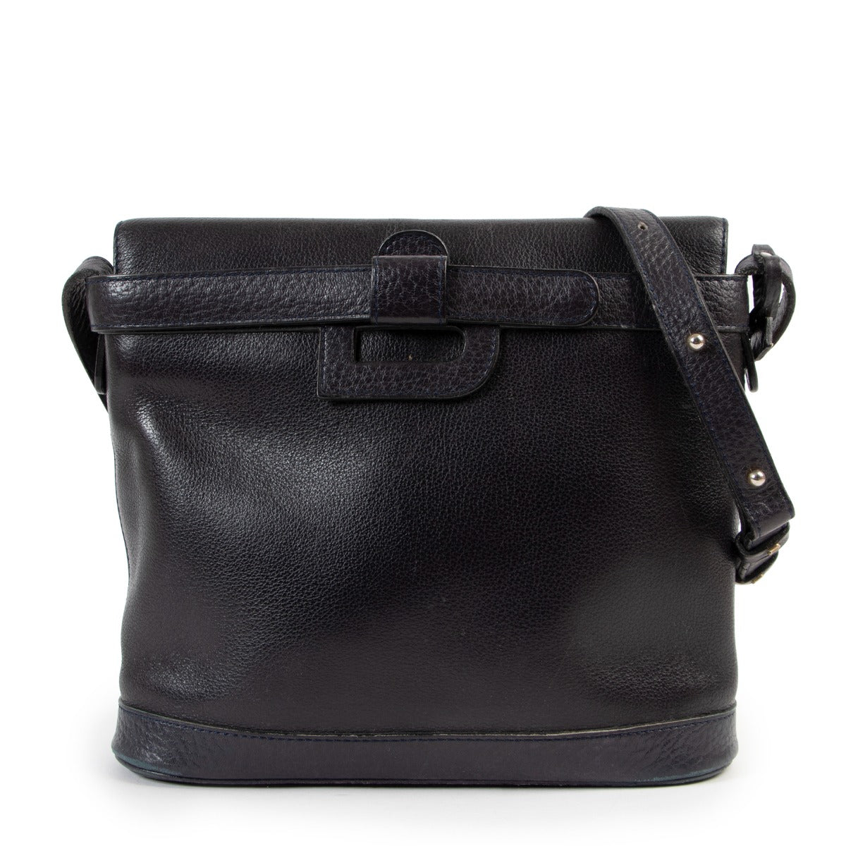 Shop safe online Delvaux blue leather crossbody bag, Shop online 100% authentic Delvaux crossbody bag, Preloved Delvaux crossbody bag in very good condition.
