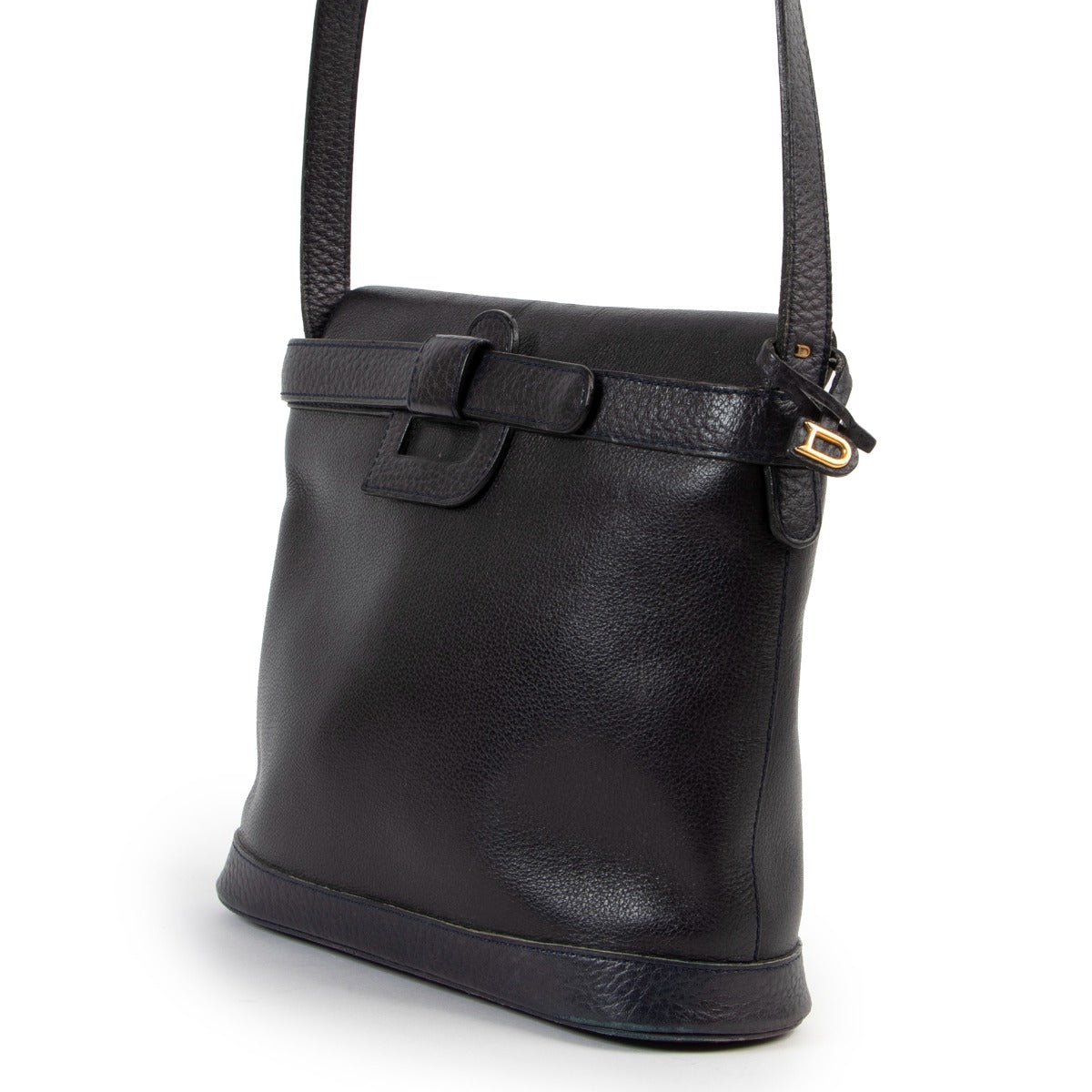 Shop safe online Delvaux blue leather crossbody bag, Shop online 100% authentic Delvaux crossbody bag, Preloved Delvaux crossbody bag in very good condition.